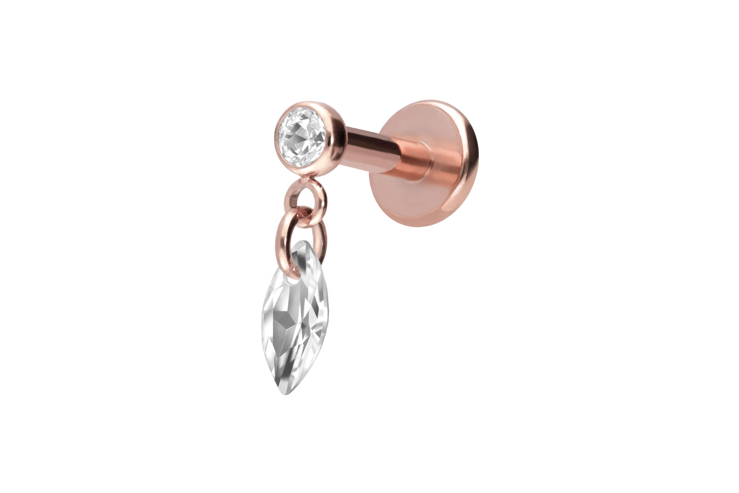 Titan Labret Piercing mit Innengewinde KRISTALLOVAL